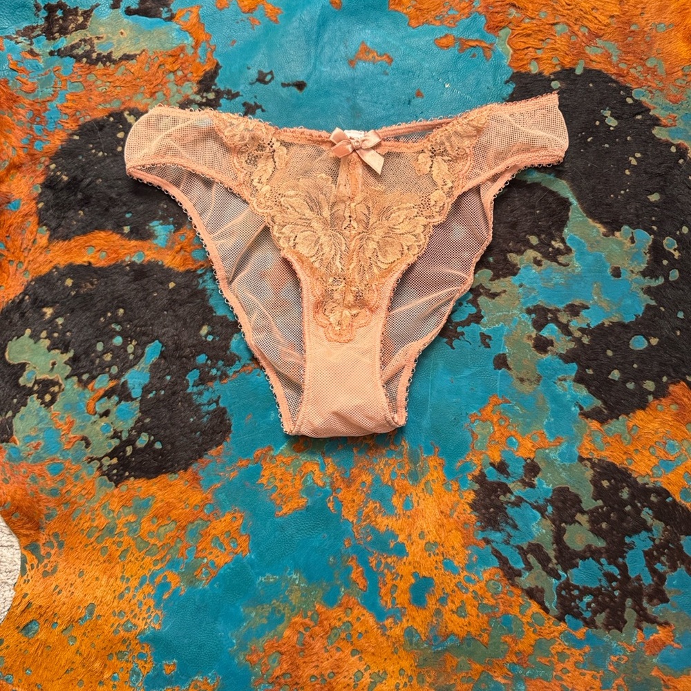 Agent Provocateur Sheer Lace Bikini Panty - Peach Blush